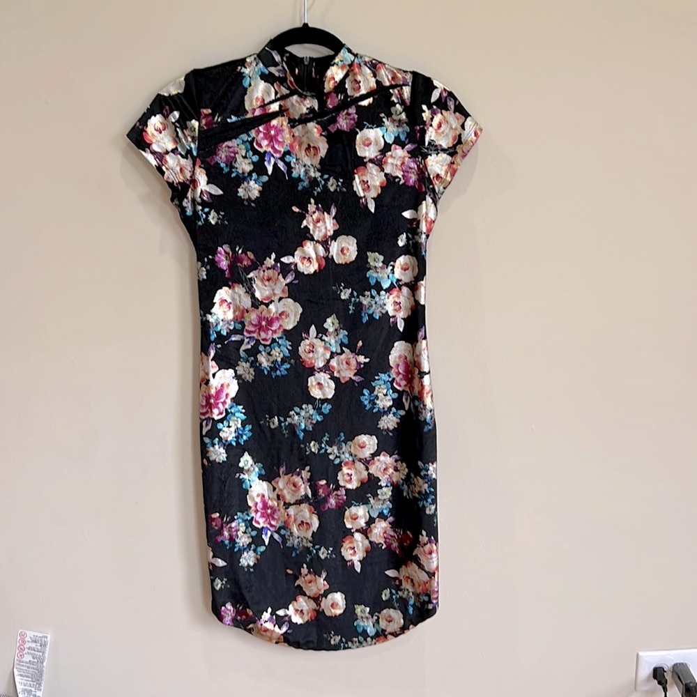 Floral Dress velvet oriental style NWOT